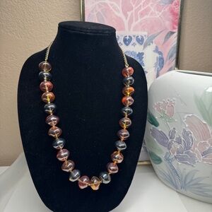 Amber mix bead tone necklace